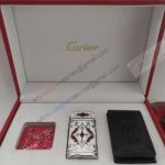 Copy Upgraded Cartier Silver - Carved Lighter For Set